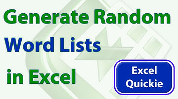 #Excel Quickie 21 - Generate Random Word Lists