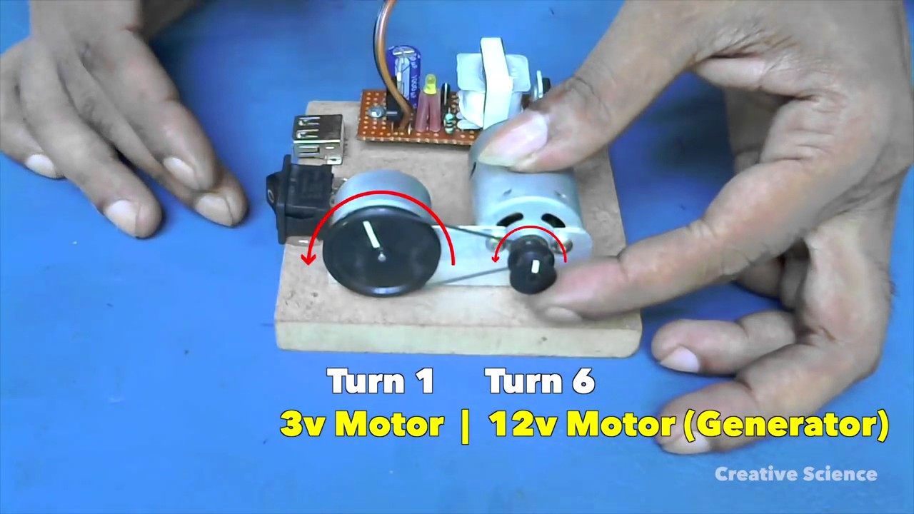 Self Running DC Motor Generator Mobile Charger YouTube - YouTube