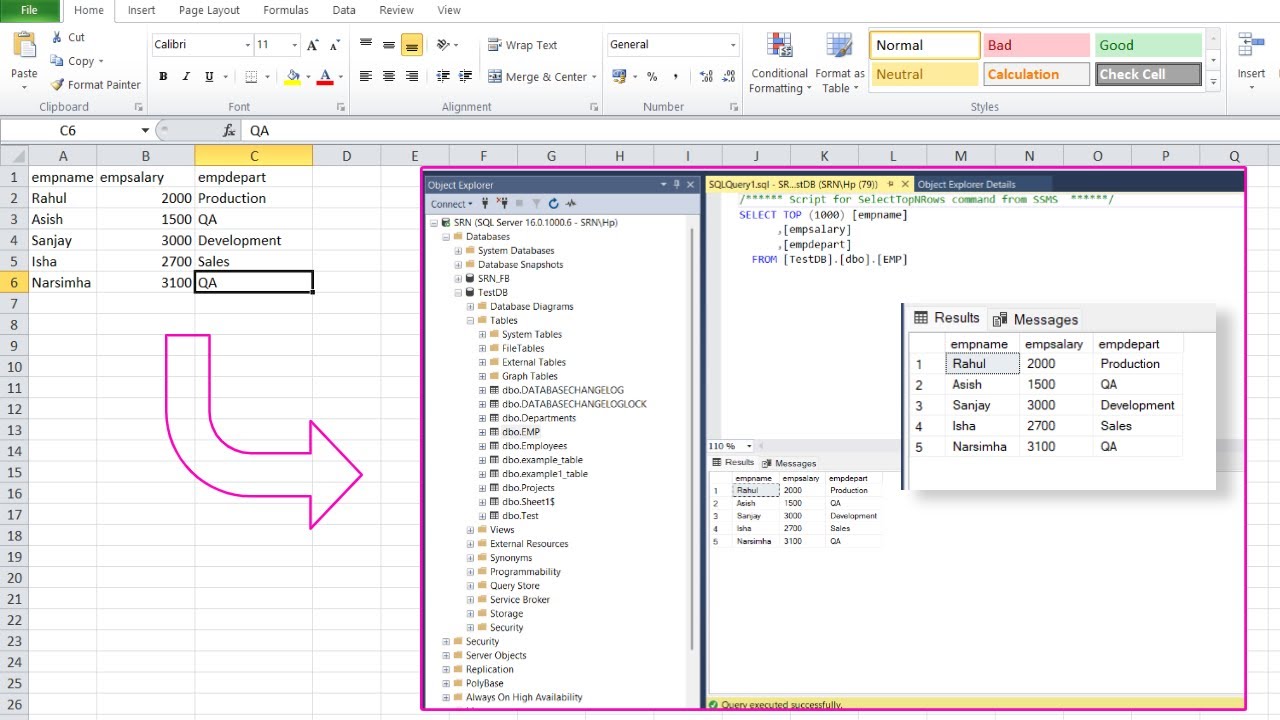 Import excel data into sql server table | srn - YouTube
