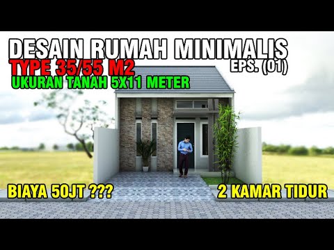 Desain Rumah  5x11 meter Minimalis  Modern  2 Kamar Tidur 