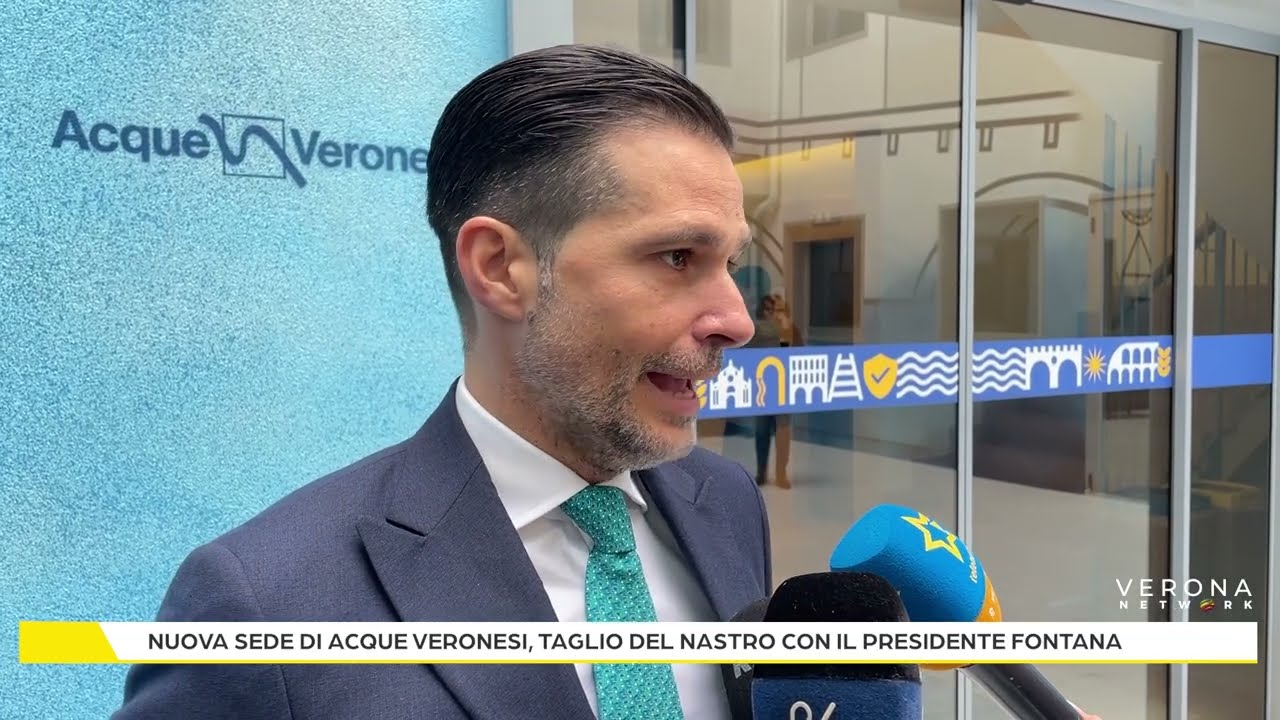 Nuova sede di Acque Veronesi, taglio del nastro con il presidente Fontana