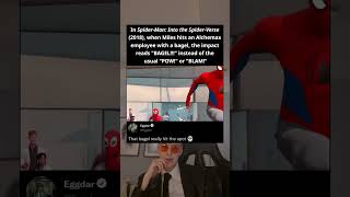 In Spider-Man Into The Spider-Verse 2018, When Miles Hits An Alchemax Employee With A Bagel