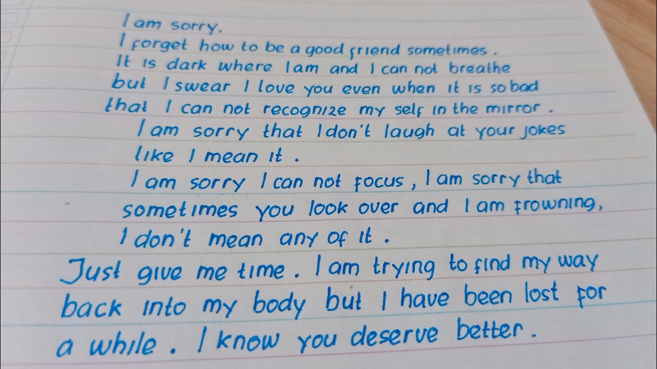 Hand Writing||Sorry Letter for Best friend - YouTube