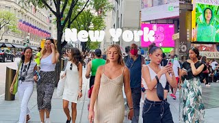 [4K]🇺🇸NYC Walk🗽5th Ave of Manhattan😎🌿The Plaza to Rockefeller Center & Times Square | Aug 2022
