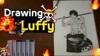Drawing Luffy of anime one piece / رسم لوفي من انمي ون بيس #luffy #onepiece. #vlog7