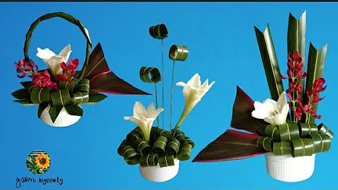 Unique FLOWER ARRANGEMENTS with COCONUT LEAVES @GMIngenuityCreations