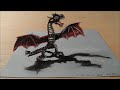 Drawing a 3D Red Dragon, Trick Art