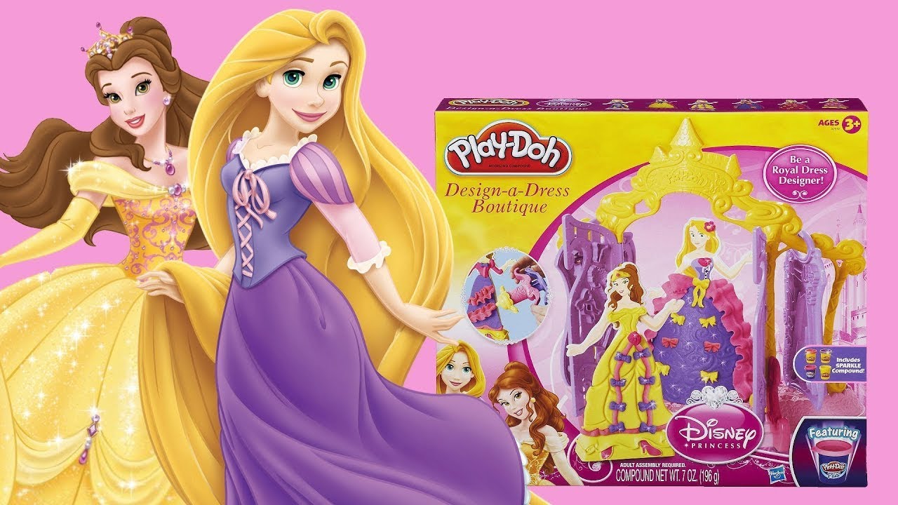 Play Doh Disney Design-a-Dress Boutique Belle & Rapunzel New 