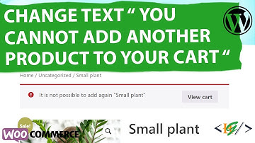 How to Change Text You Cannot Add Another Product to your Cart in WooCommerce | Single Product Page