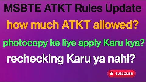 ATKT Rules for MSBTE students | backlog and ATKT | meaning of photocopy and rechecking #msbte