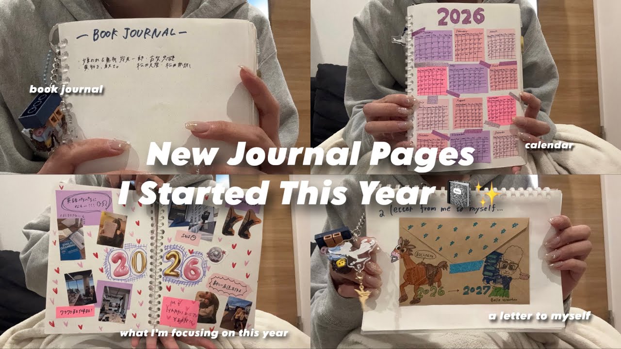[ノート紹介📖💫]今年新しく始めたページを６つ紹介✌🏻カレンダー/本の記録/今年頑張ることリスト/自分への手紙…など🤤✨