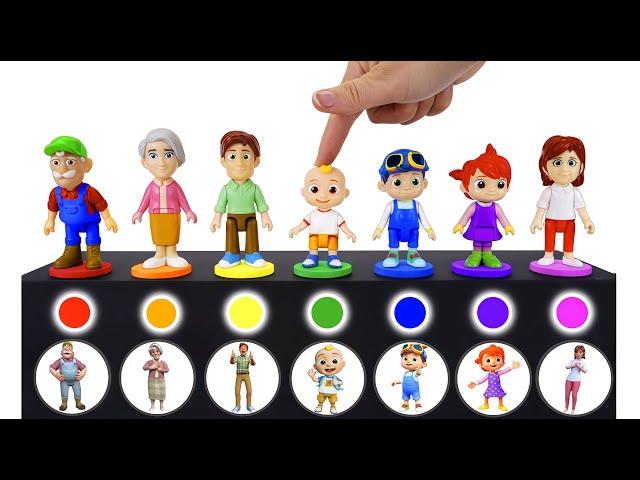 2 Minutes Satisfying CoComelon Family Figure Set | CoComelon JJ, YoYo, TomTom, Bingo Review ASMR