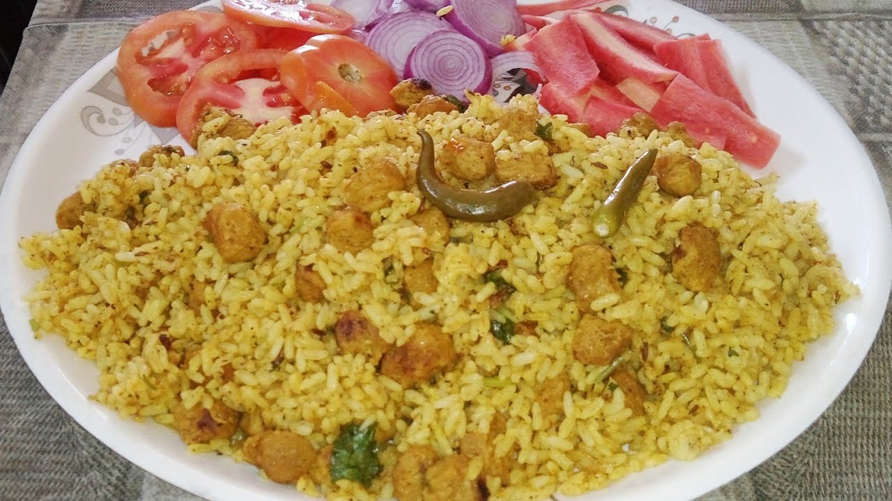 A very tempting recipe #masala soya chunks fried rice # fried rice ...