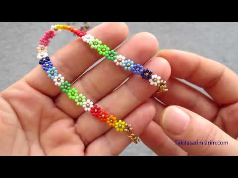 KOLAY ZARİF ŞIK PAPATYA ÇİÇEKLİ BONCUK BİLEKLİK YAPIMI / FLORAL BEAD BRACELET MAKING