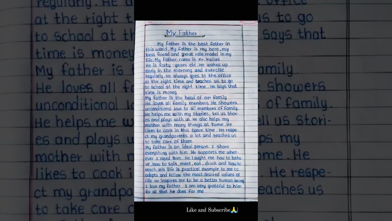 My Father Essay In English Handwriting Learn Creative Ytshorts