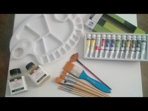 الرسم بالألوان الزيتية للمبتدئين خطوة بخطوة المواد اللازمة للبداية Drawing Tools Oil Painting Steps Youtube