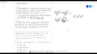 Calculus 1: Problem Set 28 (Conic Sections #1 & Derivative/Limits Review)