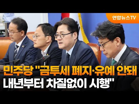 민주당 &quot;금투세 폐지·유예 안돼…내년부터 차질없이 시행&quot; / 연합뉴스TV (YonhapnewsTV)