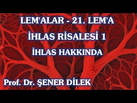 Prof. Dr. Şener Dilek - Lem'alar - 21. Lem'a - İhlas Risalesi 1 - İhlas Hakkında