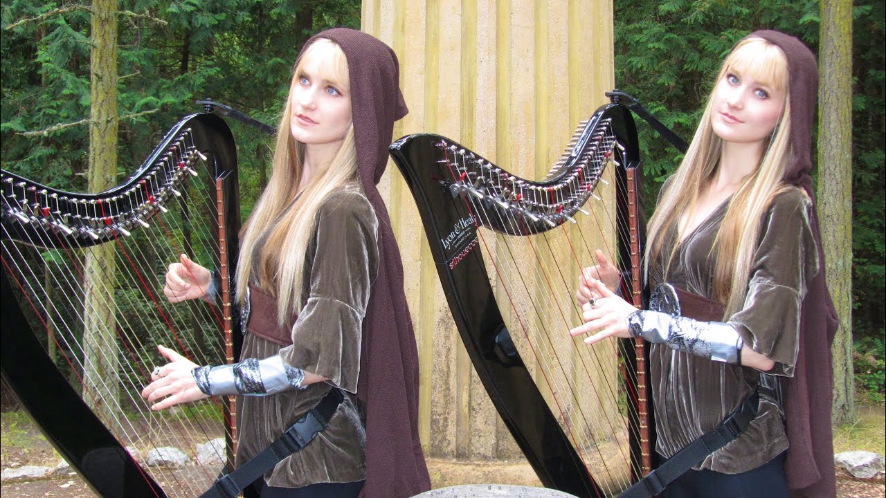 LORD OF THE RINGS Medley - Harp Twins - Camille and Kennerly