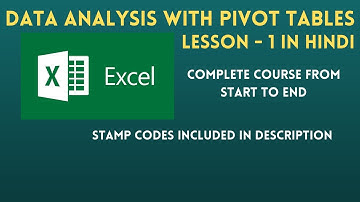 Data Analysis with Pivot Tables | Lesson-1 | Explained in Hindi | MS EXCEL