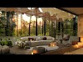 Morning balcony bedroom in forest with relaxing jazz piano music for work  relax and sleep