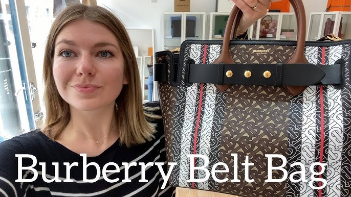 Burberry Monogram Stripe E-Canvas Small Belted Tote