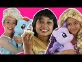 ELSA, BELLE AND RAPUNZEL HAVE MY LITTLE PONY TEA PARTY | Gaint Candy Haul | Princesses In Real Life