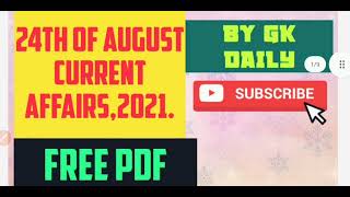 24 th of August Current Affairs,2021,Daily GK in English,Free Pdf provided,Static Gk,BestGk for Exam screenshot 5