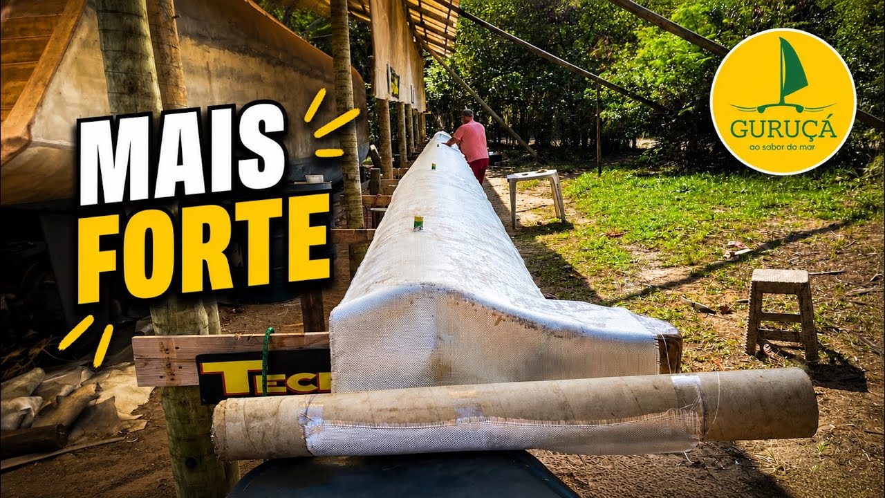 ⁣381| FIBRANDO O MASTRO- construindo um veleiro catamarã em madeira.