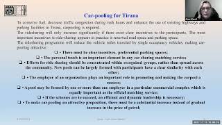 REDUCE TRAFFIC CONGESTION USING CARPOOLING, CASE STUDY, TIRANA CITY