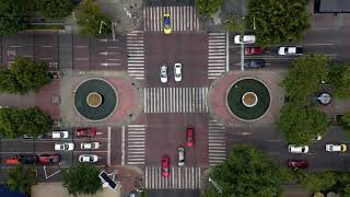 City busy traffic intersection, time-lapse