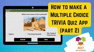 Multiple choice quiz app in MIT App Inventor (Part 2) | Trivia quiz in MIT App Inventor screenshot 4