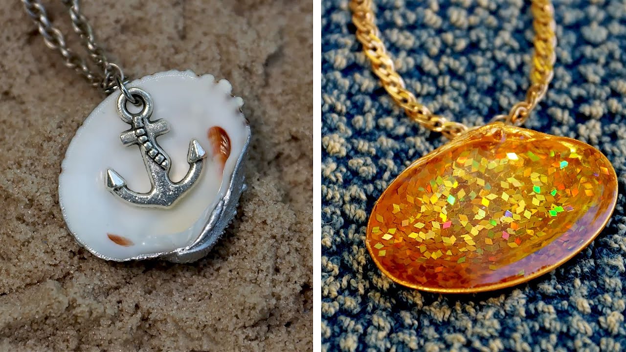 SEA SHELL EPOXY NECKLACE How to make a resin necklace? YouTube