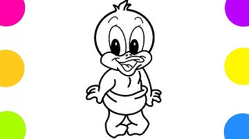 How to draw Daffy Duck from Baby Looney Tunes - Drawing for kids