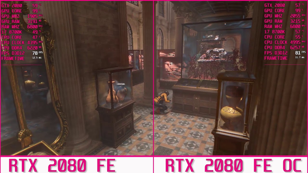 RTX 2080 VS RTX 2080 OC Msi Afterburne - 3DMARK BENCHMARK #01