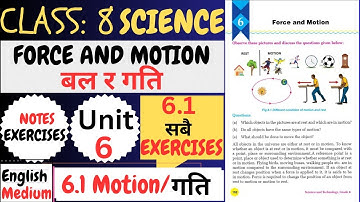 Class 8 Science Unit 6 Force and Motion Exercise || Class 8 Science Unit 6 English Medium Exercises