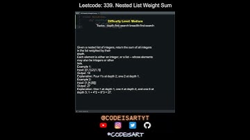 Leetcode 339. Nested List Weight Sum in Python | Python Leetcode | Python Coding Tutorial | ASMR