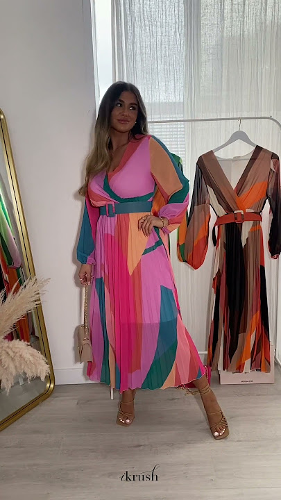 Sophie Pleated Colorblock Print Belted Maxi Dress: Summer Essential
