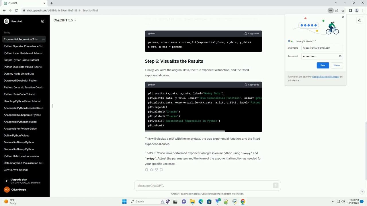 exponential regression in python - YouTube