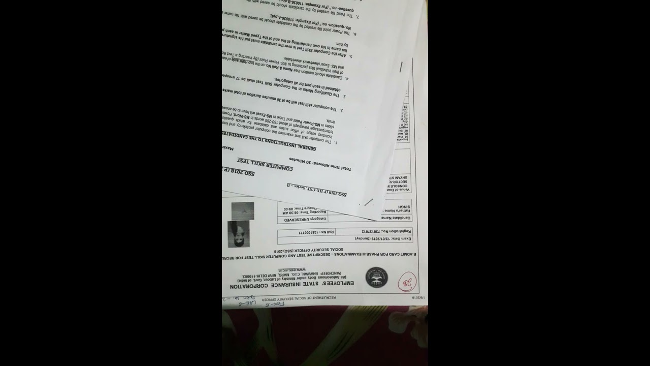 PAPER COMPUTER OF ESIC QUESTION TEST ORIGINAL SKILL