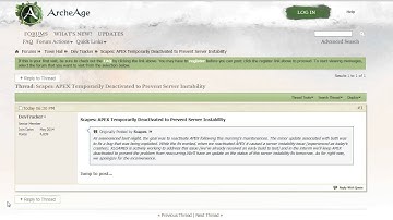 Archeage another day another problem APEX broken again
