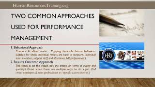 Performance Management | Two Approaches | Human Resources | HR Training | Course Generalist | 344