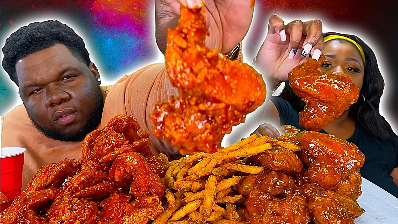 FRIED CHICKEN WINGS DONE 2 WAYS + CRISPY, HOMEMADE FRENCH FRIES!!! | MUKBANG EATING SHOW!