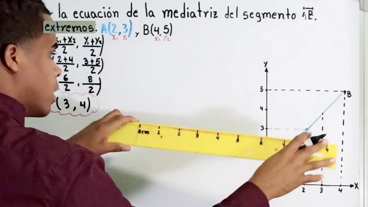 Ejercicio resuelto_ Hallar la ecuación de la Mediatriz. - YouTube