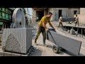Marble Marvels,Massive Granite Block Cutting Into Perfect Slabs