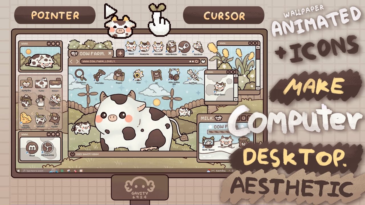 Decorate Desktop | Super Ultrawide | Cow Farm Desktop Theme Wallpaper ...