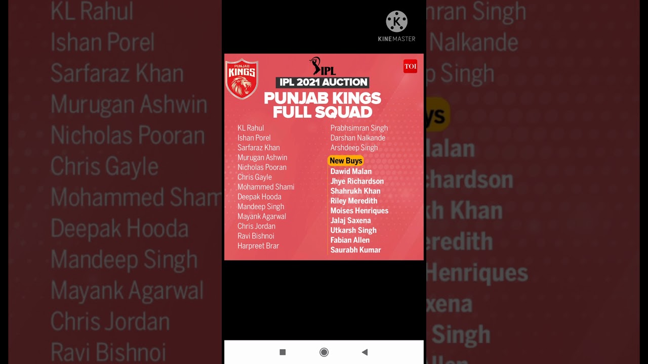 punjab kings full squad best whatsapp status, punjab lovers ❤️