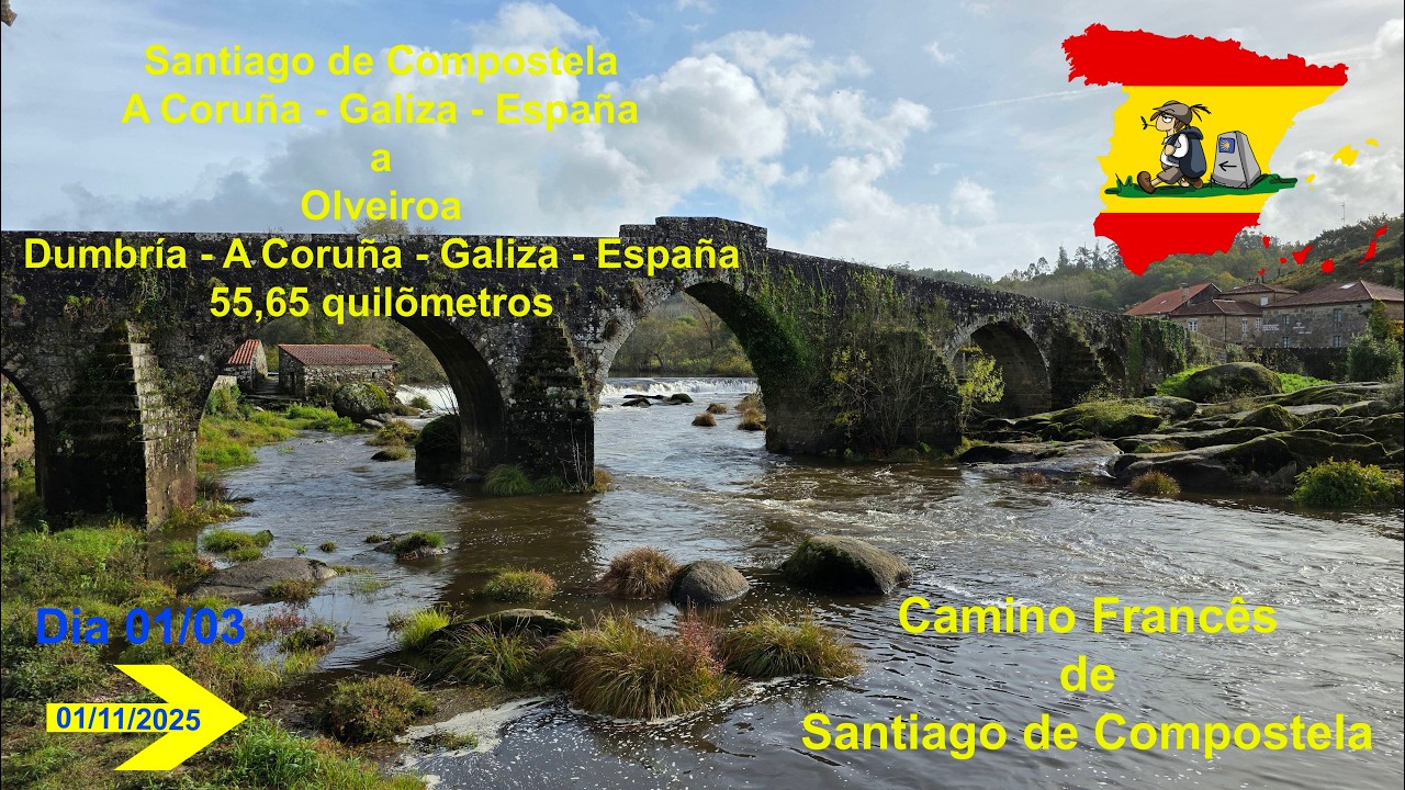 Dia 35-(01/03) Caminho Francês de Santiago Compostela - Santiago de Compostela a Olveiroa (55,65 km)