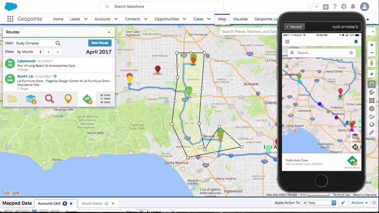 Geopointe Routing on Salesforce Mobile - YouTube